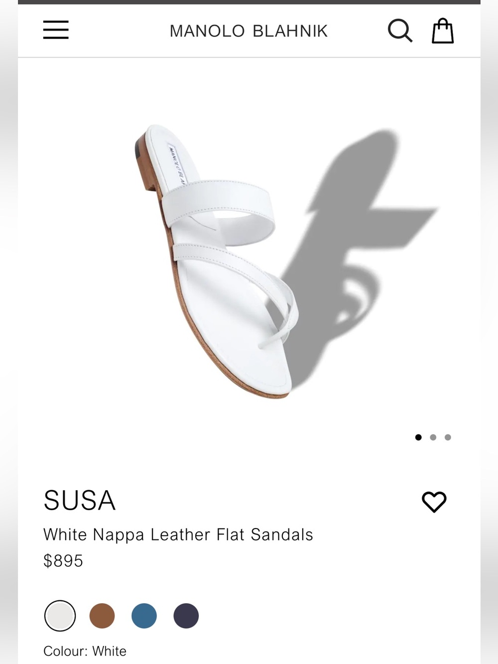 NEW  Manolo Blahnik White Leather Susa Sandal
